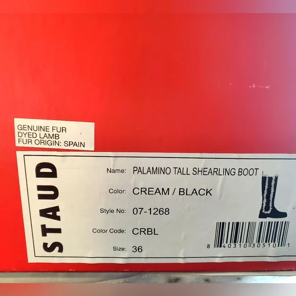 NWT$495 STAUD Women's Palamino Shearling Trim Black Cream Riding Boots Sz 36, 6 - Picture 16 of 16